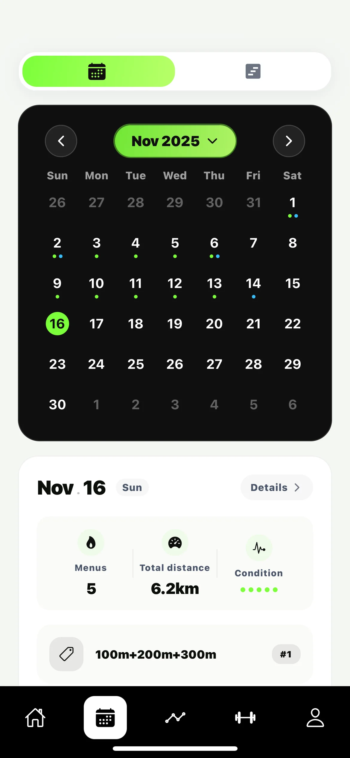 Calendar view